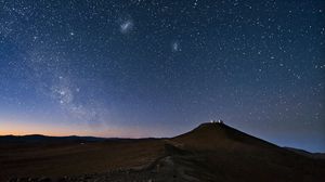 Preview wallpaper sky, constellations, night, desert, mountain, sand